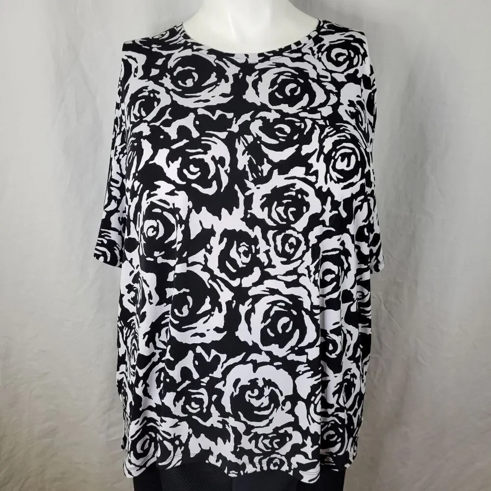 Allison Daley Black and White Floral Print Top‎_5